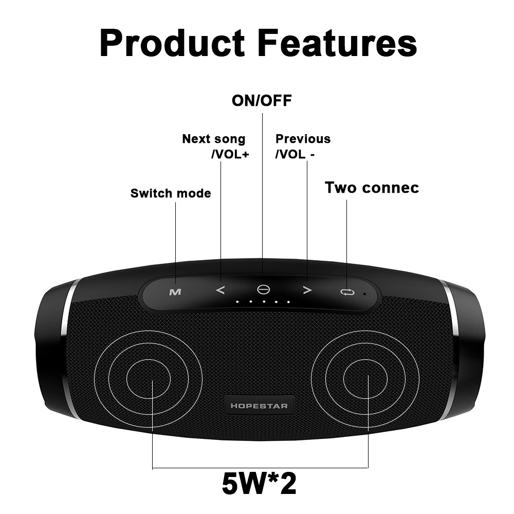 HOPESTAR H27 Wireless Bluetooth Speaker 3D Stereo Soundbar, Waterproof Outdoor Boombox with Subwoofer and FM Radio, Portable Speaker Compatible with Charge XTREME image 5