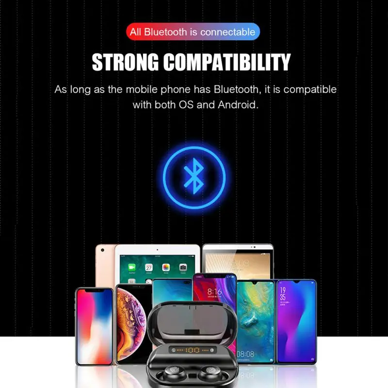 V11 TWS Bluetooth 5,0 стерео наушники сенсорные беспроводные наушники цифровой дисплей питания для iPhone Xiaomi SamSung