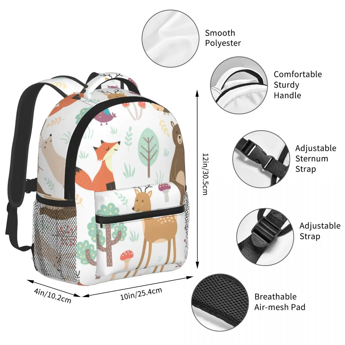 Forest Cute Animals Kids Backpack Toddler School Bag Kindergarten Mochila for Boys Girls 2-5 Years