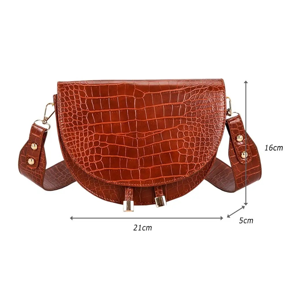 Crossbody Bag Women Handbags PU Crossbody Bag Luxury Women Crossbody Shoulder Bag Retro Crocodile PU Leather Semicircle Small Purse Ladies Chest Messenger Bags