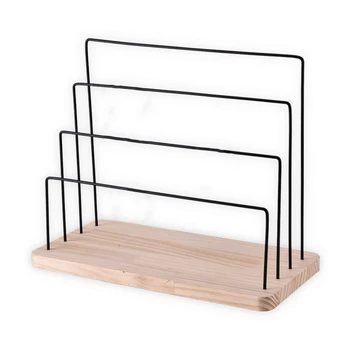 

Wooden Jewelry Display Stand Metal Hook Earrings Necklace Storage Rack