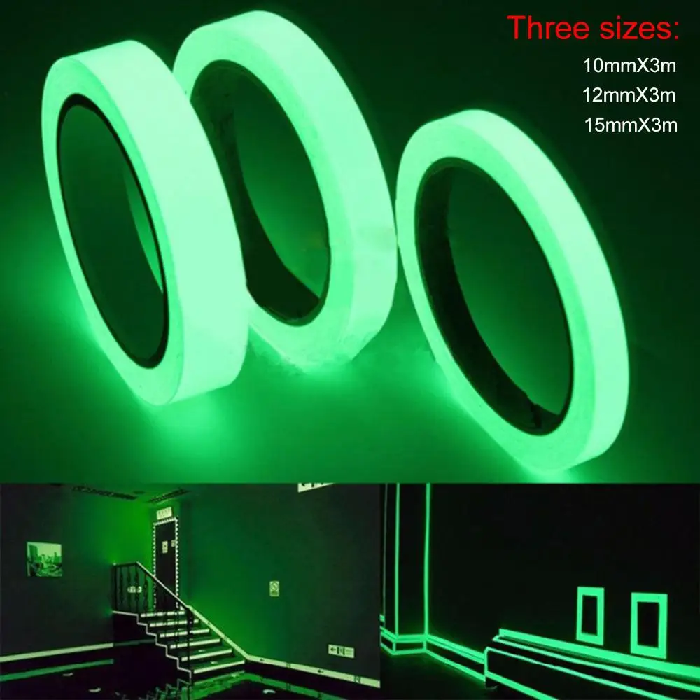 

3 Meters Luminous Reflective Glow tape PET Warning Strip Stage Fluorescent Light Environmentally Friendly Tape