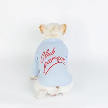 Одежда для домашних животных собака Французский бульдог модная полосатая рубашка с вышивкой принт полосатый хлопок удобный плюшевый Пудель хлопковая рубашка