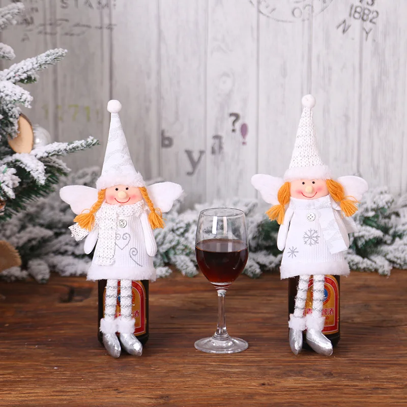 

Christmas Table Decoration Supplies Red Wine Champagne Bottle Bag Angel Wine Set Home Dressing Arrangement Supplies