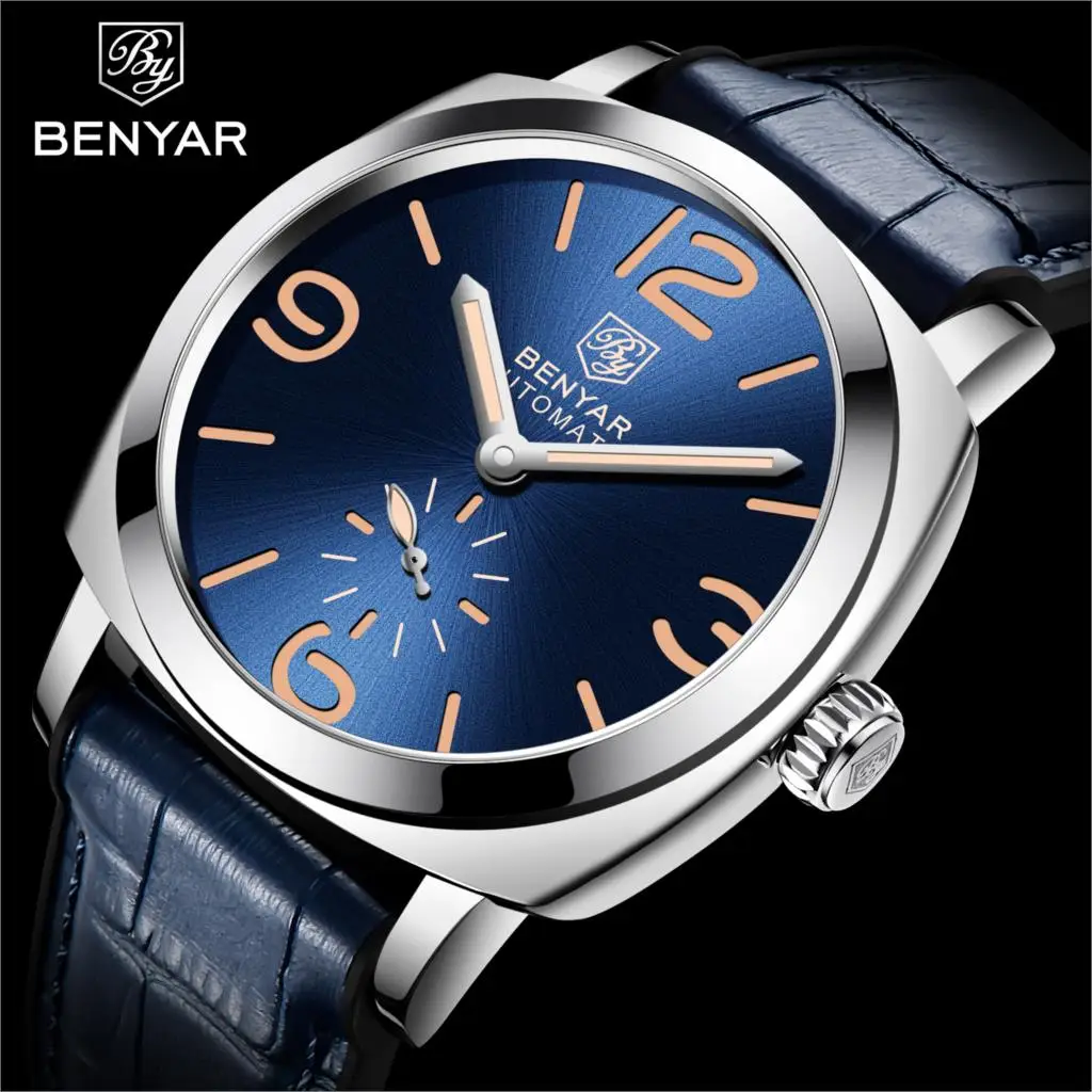 

BENYAR 2020 New Mens Watches Top Brand Luxury Automatic Mechanical Business Waterproof Sport Rubber&Leather Reloj Hombre Clock
