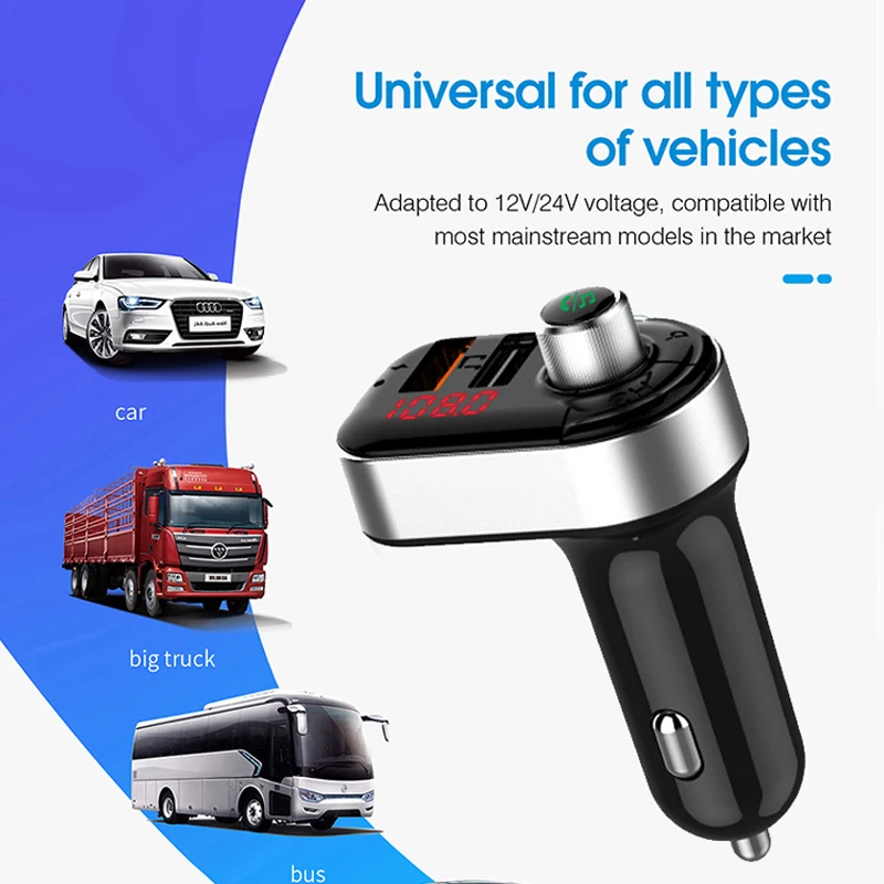 Модный автомобильный комплект громкой связи беспроводной Bluetooth fm-передатчик Автомобильный MP3-плеер 3.1A двойной USB быстрое зарядное устройство