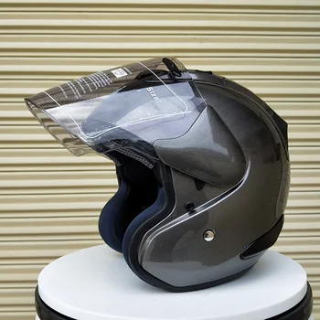 

Half Face Biker Motorbike Crash Helmet Casco ECE Certification Retro Motorcycle Helmet Grey Helmet Scooter Vintage