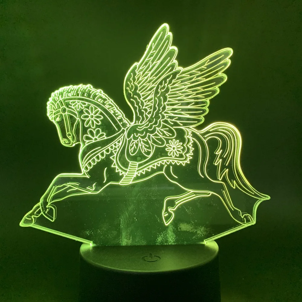 Светодиодный ночник Pegasus сенсорный датчик ночник для детской спальни изменение цвета Детский подарок ночные светильники мультфильм 3D лампа животное Led