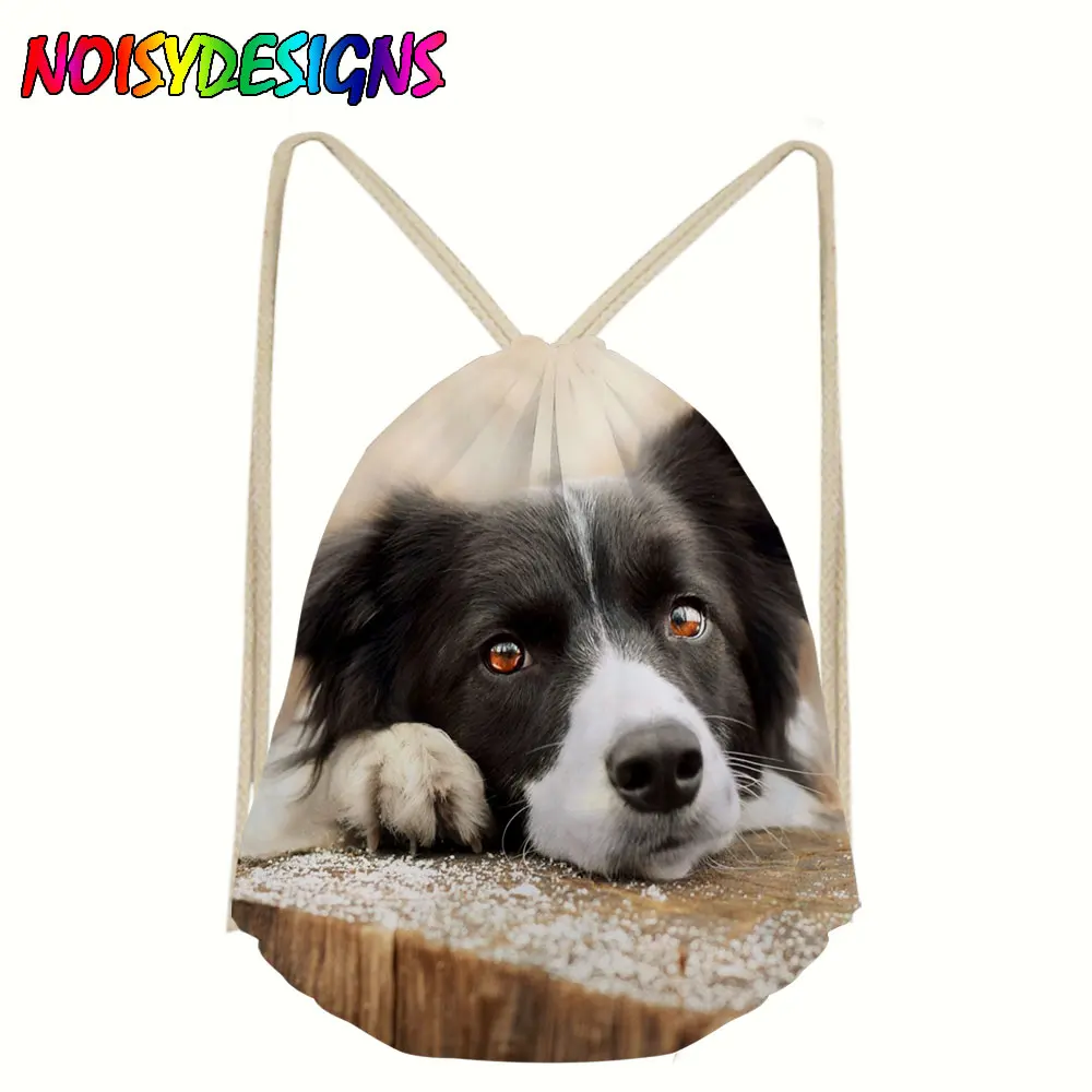 LMYD3928Z3 Border Collie Drawstring Bags String Sack Beach Women Men Travel Storage Package Functional backpack plecak worek sznurek pouch - Цвет: LMYD3928Z3