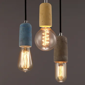 

Colorful Brief Loft Nordic Cement Pendant Lights Lighting Cord Lamp Modern Restaurant Led E27 110V 220V Stone Energy Saving AC
