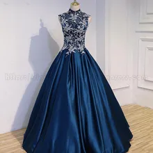 Темно-синие вечерние платья, свадебные, трапециевидные, с аппликацией, вечерние платья для женщин, длинные платья для выпускного вечера