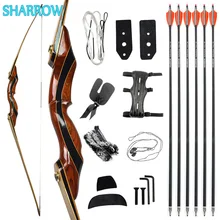 30-55lbs 62inch Recurve Bow Set American Hunting Bow with Archery Protective Right Hand for Outdoor Sports Shooting Accessories
