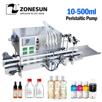 

ZONESUN Automatic Desktop CNC Peristaltic Pump Liquid Filling Machine With Conveyor For Disinfection Alcohol Water Filler
