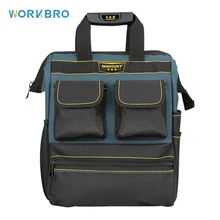 WORKBRO – sac à outils grande capacité, sac à dos à bandoulière, boîte à outils, organisateur, tissu Oxford, plusieurs poches, sac à dos