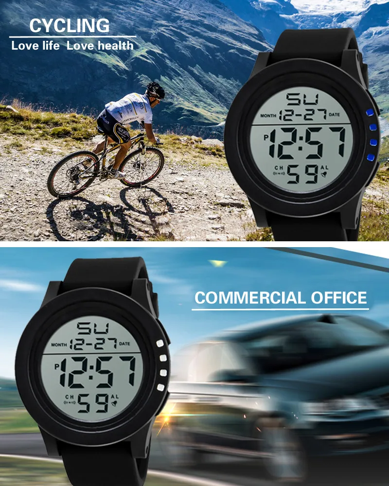 Mens Digital Led Watches Date Sport Men Outdoor Electronic Watch 30m Waterproof Casual Business Women's Sport Wrist Watch Relogi