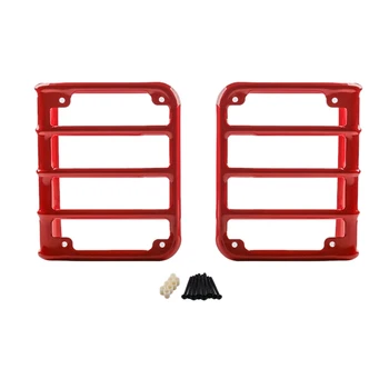 

Pair Tail Light Guard Cover Rear Lamps Protector for Jeep Wrangler JK Red