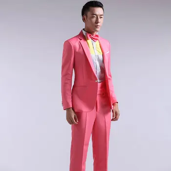 

Suit Men New 2020 Long-Sleeved Men's Suits Dress Hosted Theatrical Tuxedos For Men Wedding Prom Red Yellow Blue And Green M L XL