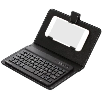 

Wireless Bluetooth Mobile Phone Keyboard With Pu Leather Case Mini Wireless Portable Aluminium Laptop Leather Case
