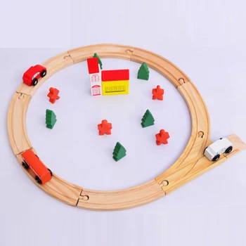 

Wooden Rail Transit Car Set Building Blocks 3 4 5 Years Old Children's Toy Wooden Racing Boy Educational Toy