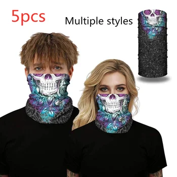 

5pcs 3D Seamless Skull Magic Tube Neck Gaiter Face Shield Sport Camping Cycling Warmer Bandana Headband Scarf Men Women Mask
