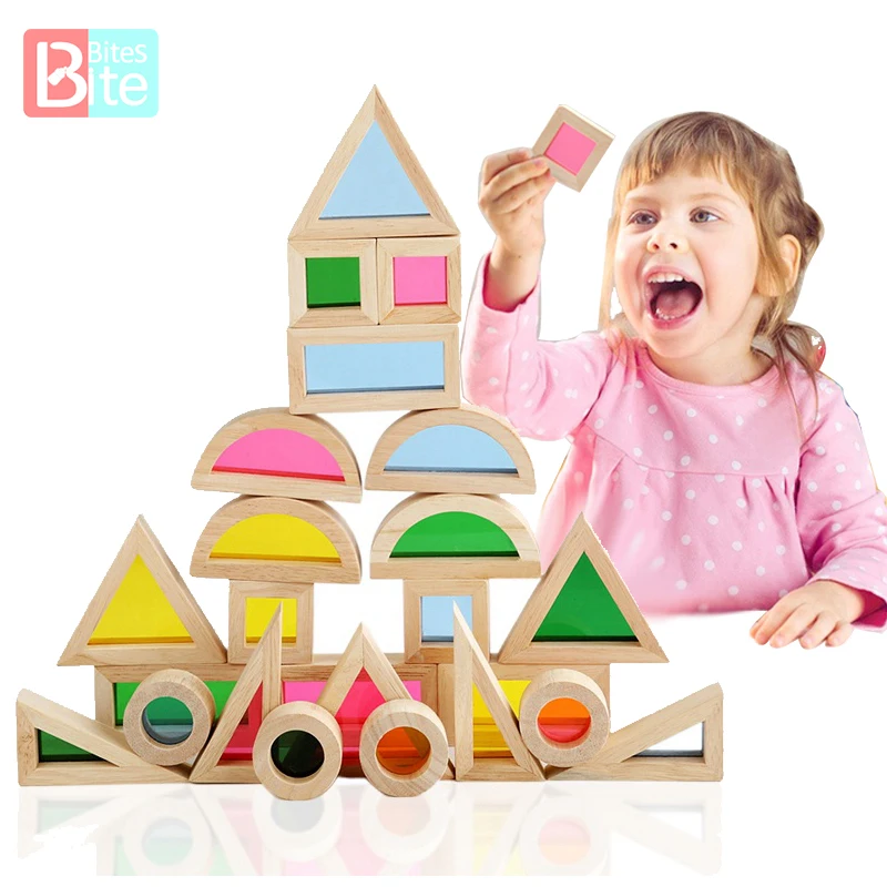 

Baby Educational Toy Set Wooden Colorful Kaleidoscope Acrylic Color Window Children Color Cognitive Toys DIY Creative Jigsaw