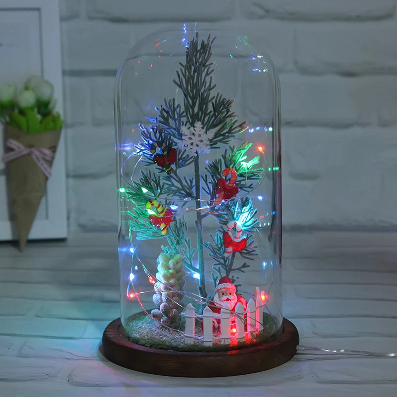 Usb Christmas Doll In A Glass Dome On A Wooden Base For Christmas
