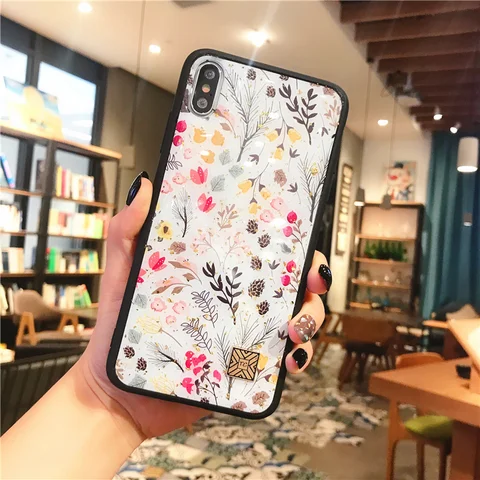 Foil Glitter phone case For iphone 12 Mini 11 13 Pro max X XR XS MAX 6 7 8 plus case soft TPU banana Leaf Flowers cover