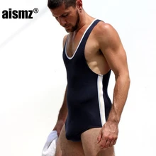 Aismz Men's Sexy Fitness Bodybuilding Bodywear Black Gray Red Bodysuit Singlet Gay Slim Body Shaper Underwear Shapewear Summer