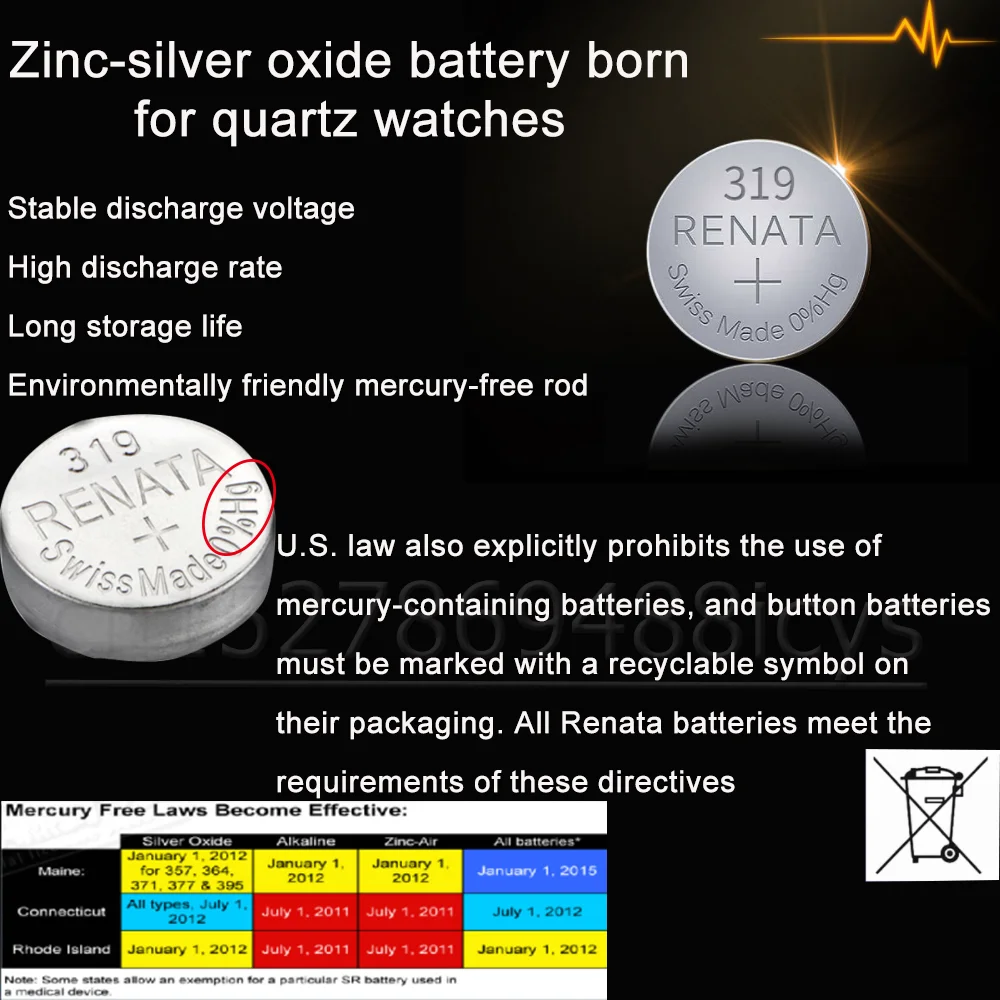 Original RENATA 319 SR527SW 1.55V Silver Oxide Watch Battery V319 SR527 Long Lasting Swiss Made Toys Calculator Button Coin Cell camera battery