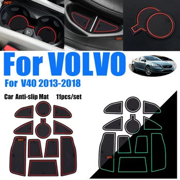 

Rubber Anti-slip Slot Gate Mat Car Holder Cup Mat 11pcs/set For VOLVO V40 2012-2018 Door Groove Pad Covers Red/white/luminous