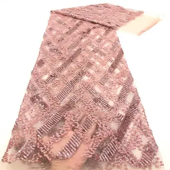 

Luxury Sequin Embroidery lace fabric dubai sewing High Quality tulle fabric African Sequin lace fabric for Christmas party dress