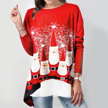 

Christmas T Shirt Women Tee Christmas Tree Printed Ladies Tops shirt Casual Long Sleeve Shirts Women Tshirt camiseta mujer#L20