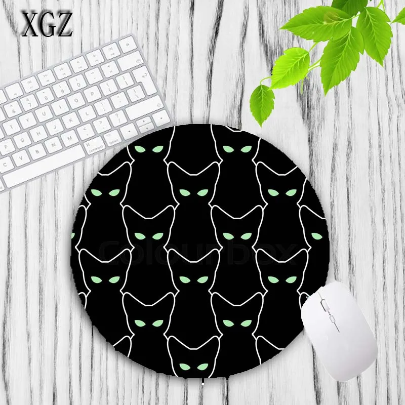 XGZ коврик для мыши с рисунком кошки черного цвета, круглый коврик для мыши 200x200 мм, 11 видов животных, коврик для мыши на выбор для игр/офиса, коврики для планшетов