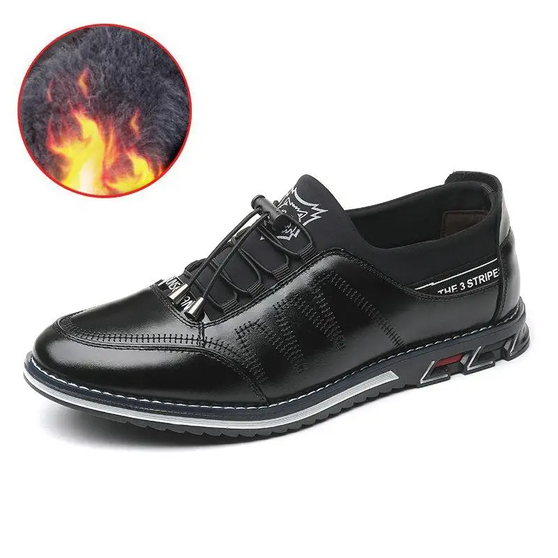 Натуральная кожа Для мужчин повседневная обувь бренд Для мужчин s лоферы; дышащие слипоны черного цвета обувь для вождения, Мужская Плюс Размер 38-48 DD374 - Цвет: black plush