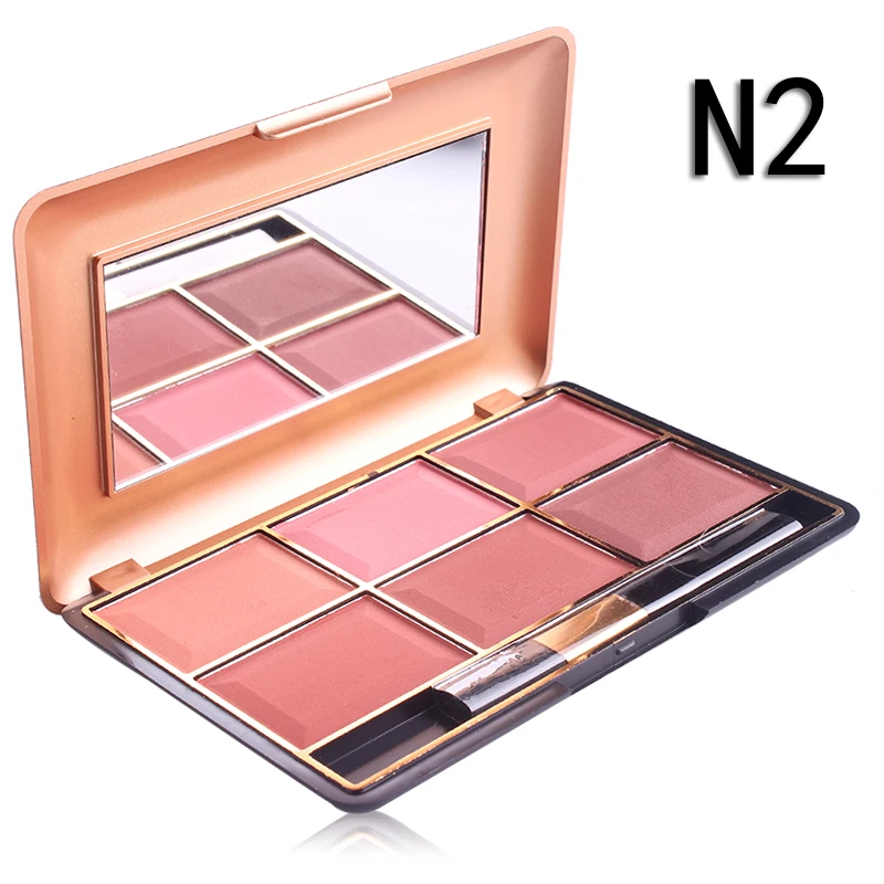 014N 02 6 colors blush makeup rouge women's blush occident brighten skin color nude makeup natural sunburn rouge disk - Цвет: 014N 02