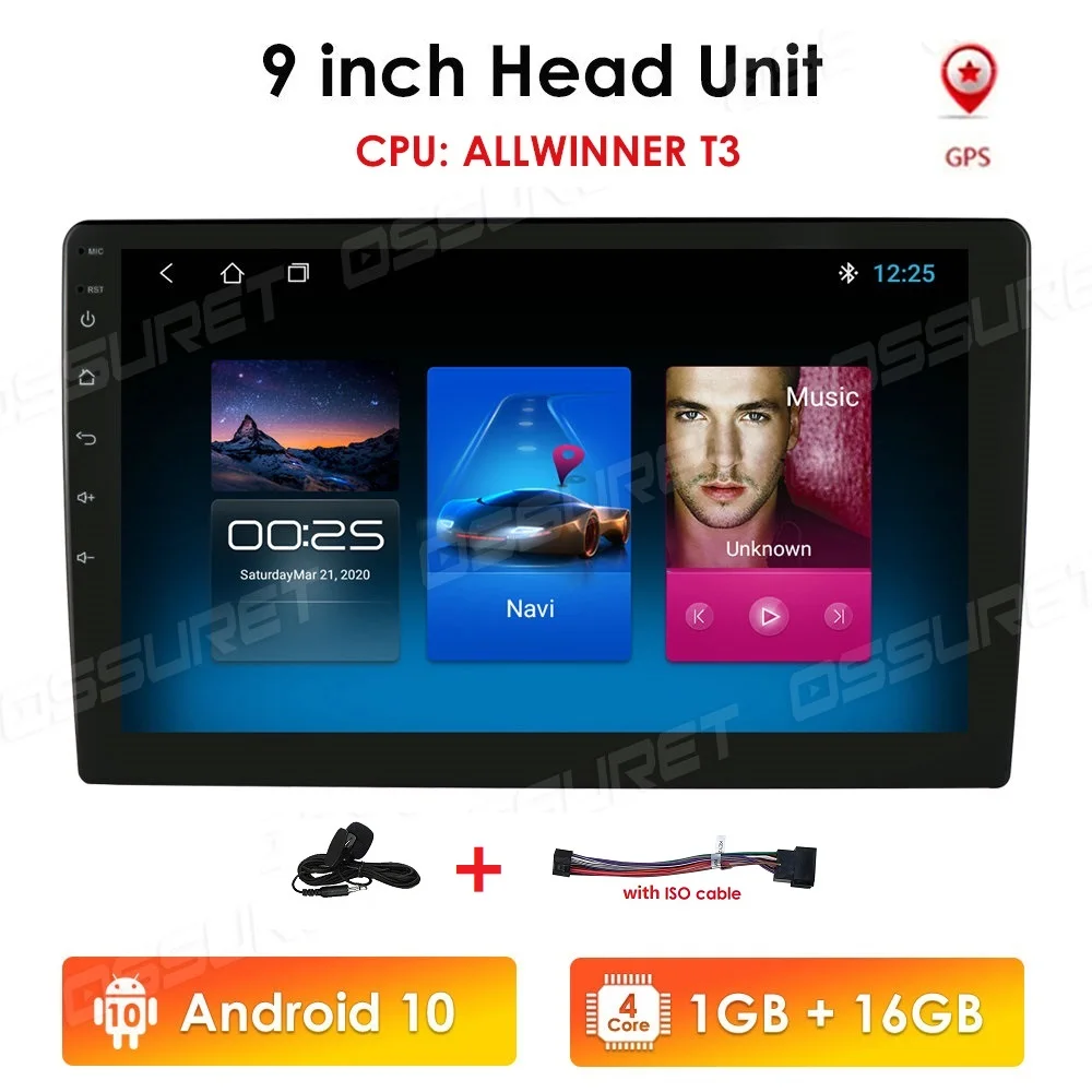 Double 2Din 9inch Android 10 Universal Car Radio In Dash Stereo GPS Navigation WIFI 4G OBDII DAB Quad Core Bluetooth 2GB RAM Mic