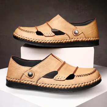 

Sandals for Men Beach Sandals Bigger Size Men Shoes Plus Size Casual Leather Mans Sandals Designer Sandalias De Hombre Slipper