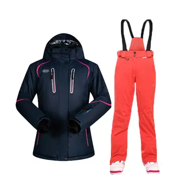 SAENSHING Ski Suit Women Skiing And Snowboarding Winter Snow Clothing Thick Waterproof Ski Jacket and pants Set-30 Degree - Цвет: BLACK PANTS