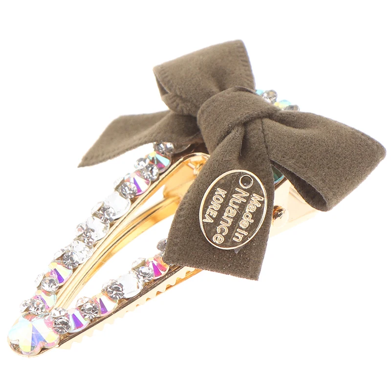 Waterdrop Hairpins Hair Accessories Snap Clips Elegant Bow Metal Rhinestone Hair Clip Women Clips Barrettes Crystal Hairgrips