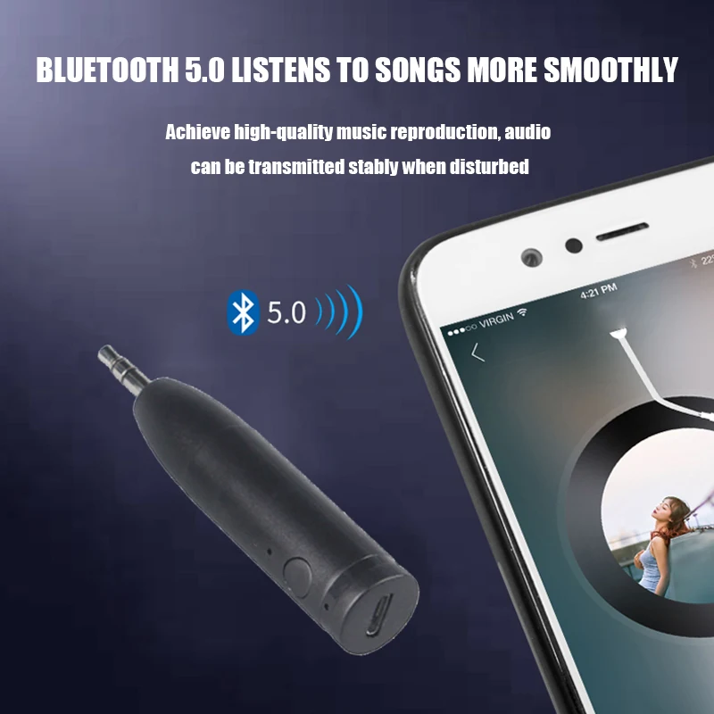 Onever 3,5 мм разъем беспроводной Bluetooth 5,0 приемник адаптер Aux стерео Музыка Аудио приемник Hands-free автомобильный bluetooth-комплект адаптер