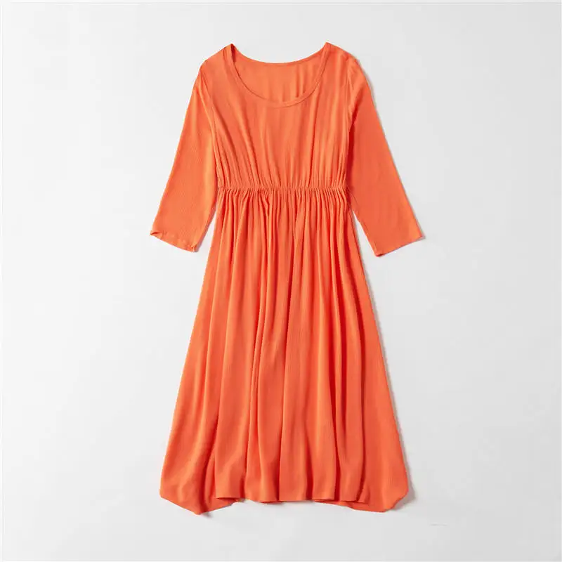 Осенне-зимние платья для мамы и дочки оранжевое платье для мамы и сестры для маленьких девочек Семейные комплекты одежды одежда «Мама и я» C0647