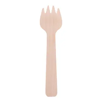 

100pcs Wooden Fork Compostable Forks Bamboo Plates Party Picnic Kitchen J78C