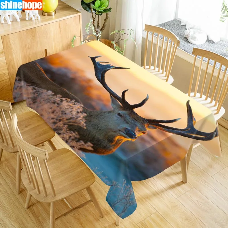3d Animals Tablecloth Sika Deer Pattern Dustproof Washable Rectangular Table Cloth For Wedding Table Cloth Cover TV Covers - Цвет: 9