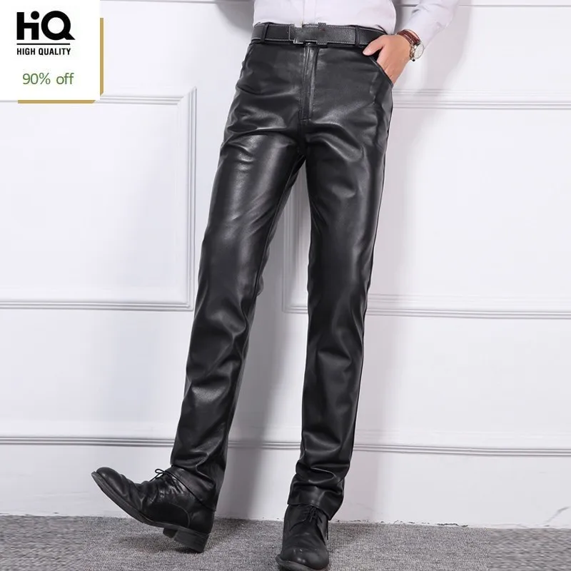 Plus Size 40 Mens Business Casual Broek Real Leather Slim Hoge Kwaliteit Mid Taille Rits Volledige Lengte Broek Schapenvacht Motor mans Plus Size 40 Mens Business Casual Broek Real Leather Slim Hoge Kwaliteit Mid Taille Rits Volledige Lengte Broek Schapenvacht Motor mans