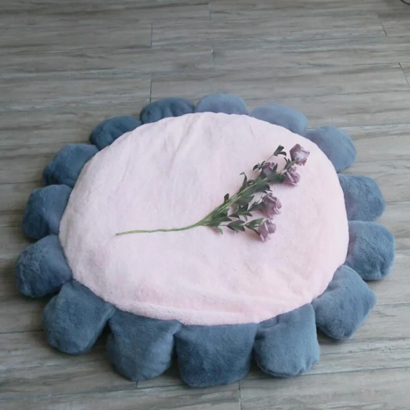 Pink Теплый мягкий цветок собака кровать моющийся супер мягкий плюшевый домик для питомца, Конура круглый пол ковер детский коврик для ползания - Цвет: Pink
