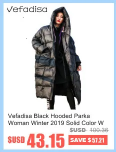 Vefadisa женский толстый теплый Тренч, черный зимний Тренч с капюшоном, с буквенным принтом, на молнии, с карманами, Свободное пальто, уличная одежда, QYF1115
