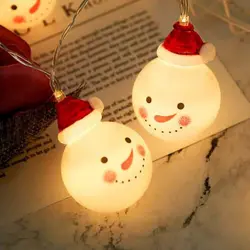 Веселая Рождественская елка Снеговик на веревочке светодиодный струнный светильник Новогодние украшения для домашнего праздника
