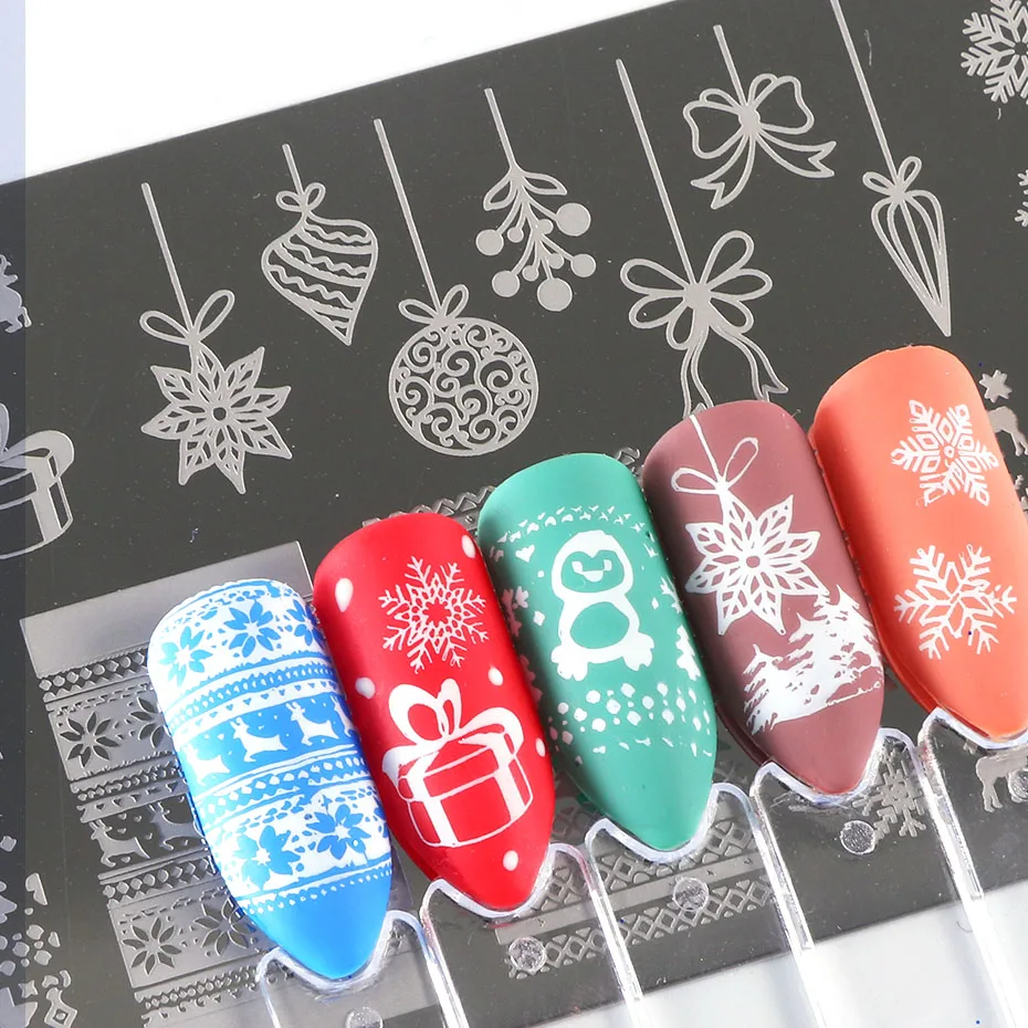 1 Set Nail Stamping Plates With Leaf Flowers Geometry Clear Jelly Silicone Stamper Scraper Sponge for Nail Polish Template LE804