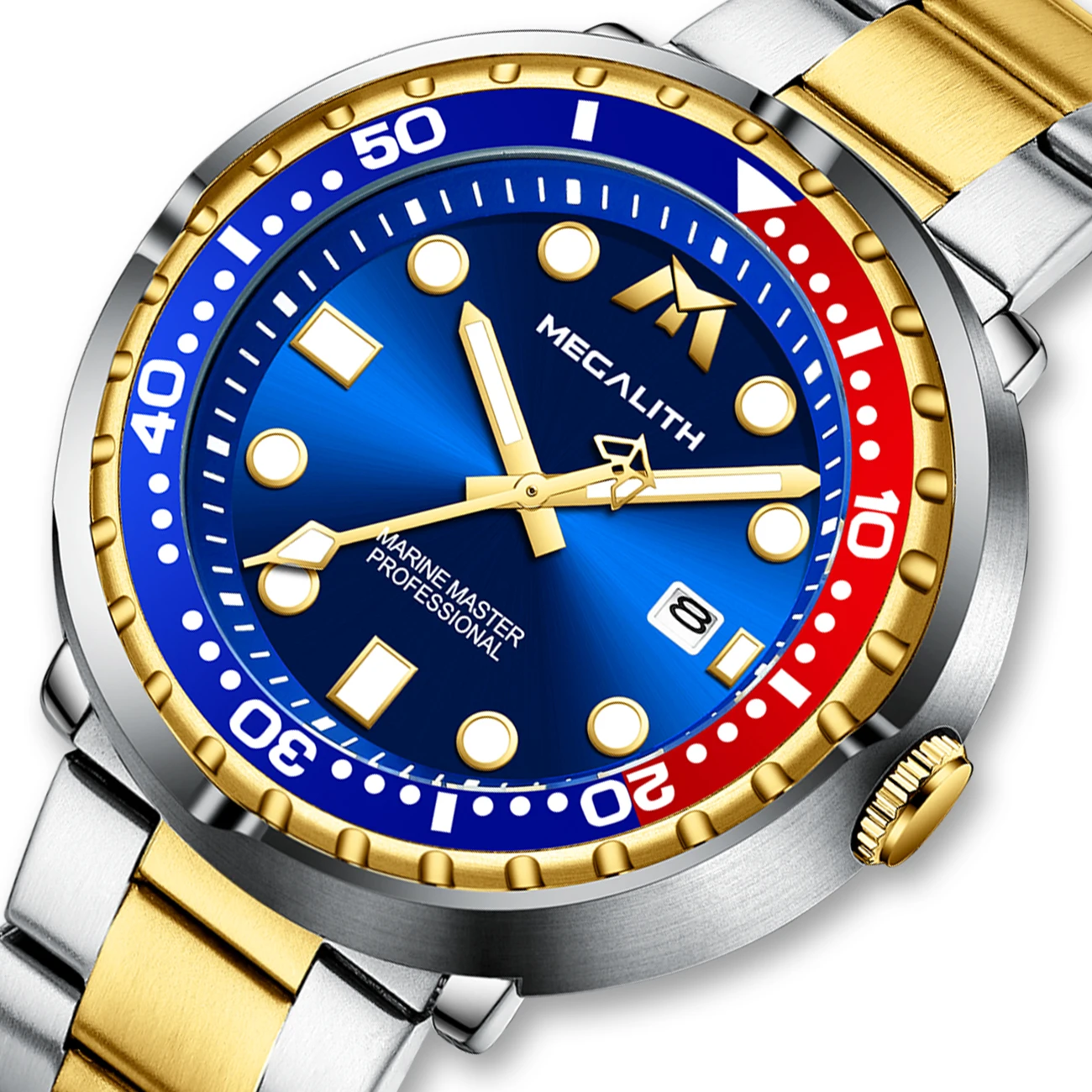 Wholesale Price MEGALITH Men watches Fashion Big Dial Waterproof Watch Man Stainless Steel Strap Date Quartz Clock Male Boy 8605 | Наручные