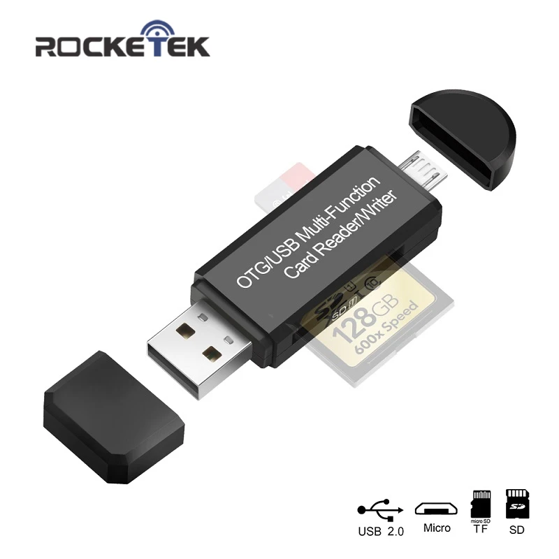 Rocketek lector de tarjeta de memoria usb 2,0 OTG adaptador para android lector de micro SD/TF microsd lectores de la computadora portátil|Lectores tarjetas| - AliExpress